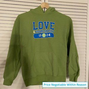 Skatergirl Love & Figure Skating Lime Green Hoodie